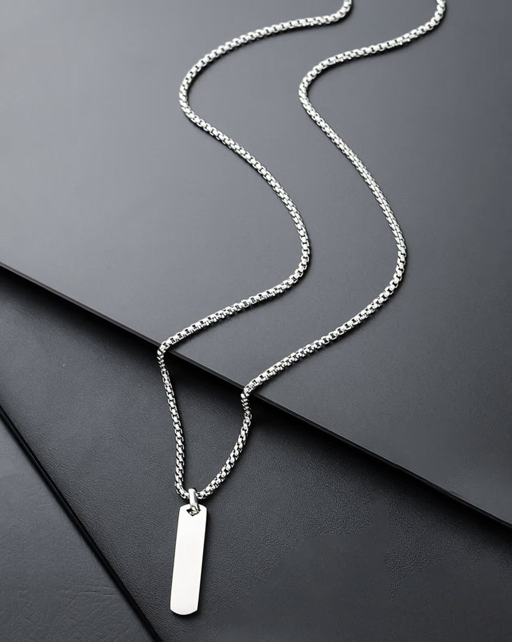 Cresn Silver Chain For Men Stainless Steel Bar Pendant Silver Chain Pendant For Men Boys Love Gifts Mens Jewellery