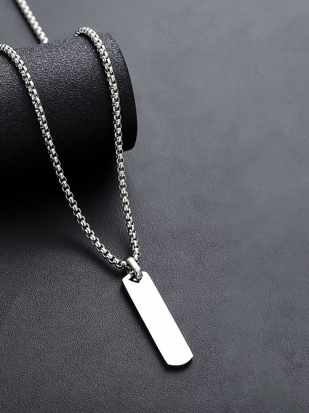 Cresn Silver Chain For Men Stainless Steel Bar Pendant Silver Chain Pendant For Men Boys Love Gifts Mens Jewellery