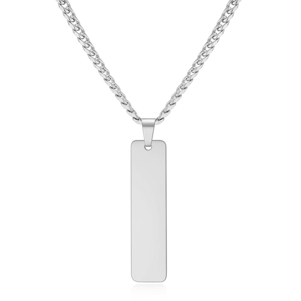 Cresn Silver Chain For Men Stainless Steel Bar Pendant Silver Chain Pendant For Men Boys Love Gifts Mens Jewellery