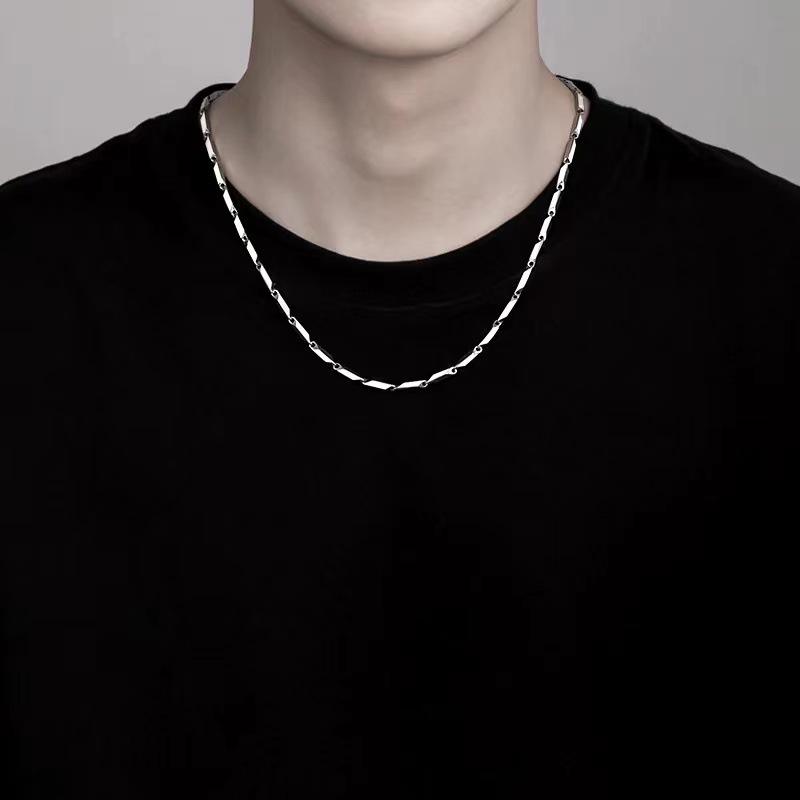 Cresn Anti-Tarnish Stainless Steel Rice Chain for Men and Boys (Silver)